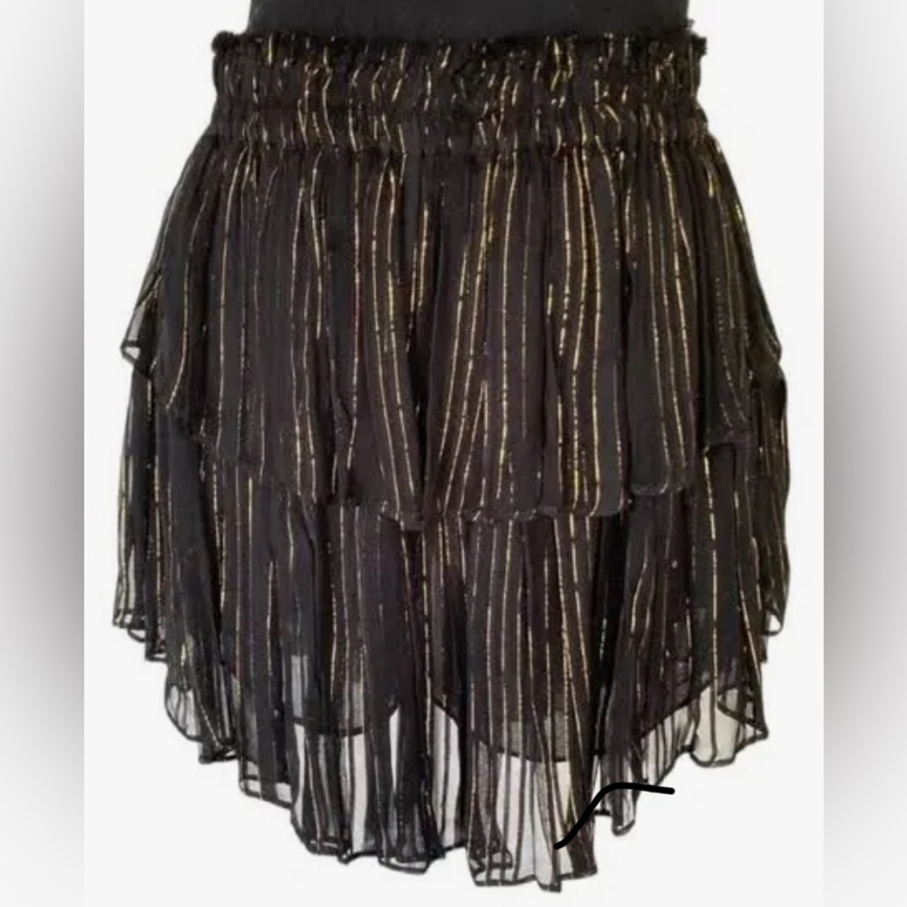 NWOT loveshackfancy skirt size small black and gold